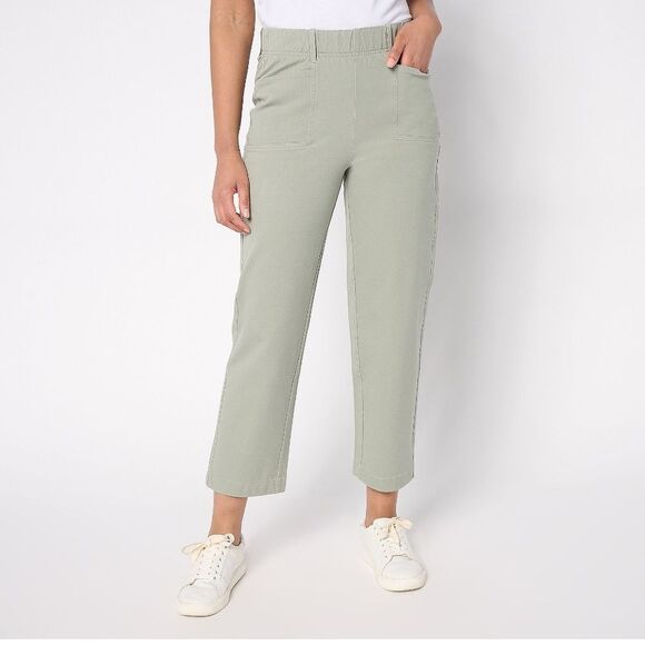 AnyBody Regular All-Stretch Twill Straight Leg Ankle Green Pants Size Medium - Picture 1 of 10